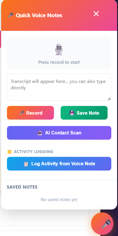 SalesConnect CRM AI voice note feature